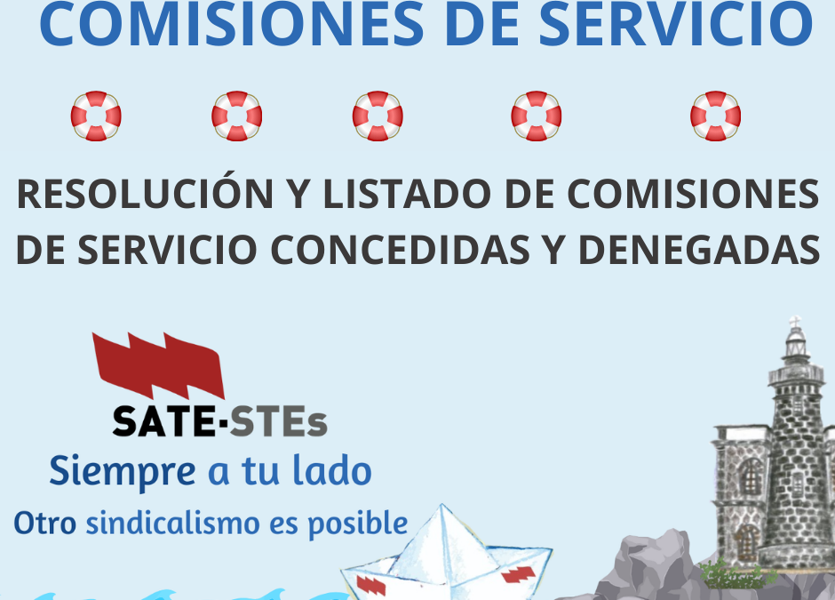 COMISIONES DE SERVICIO CURSO 2024-25. RESOLUCIÓN Y LISTADO DEFINITIVO DE LAS COMISIONES CONCEDIDAS