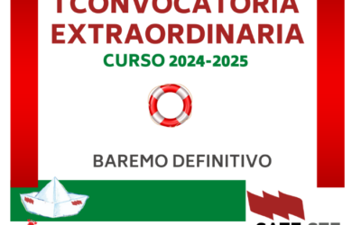 BAREMO DEFINITIVO DE VARIAS ESPECIALIDADES. I CONVOCATORIA EXTRAORDINARIA. CURSO 2024-2025