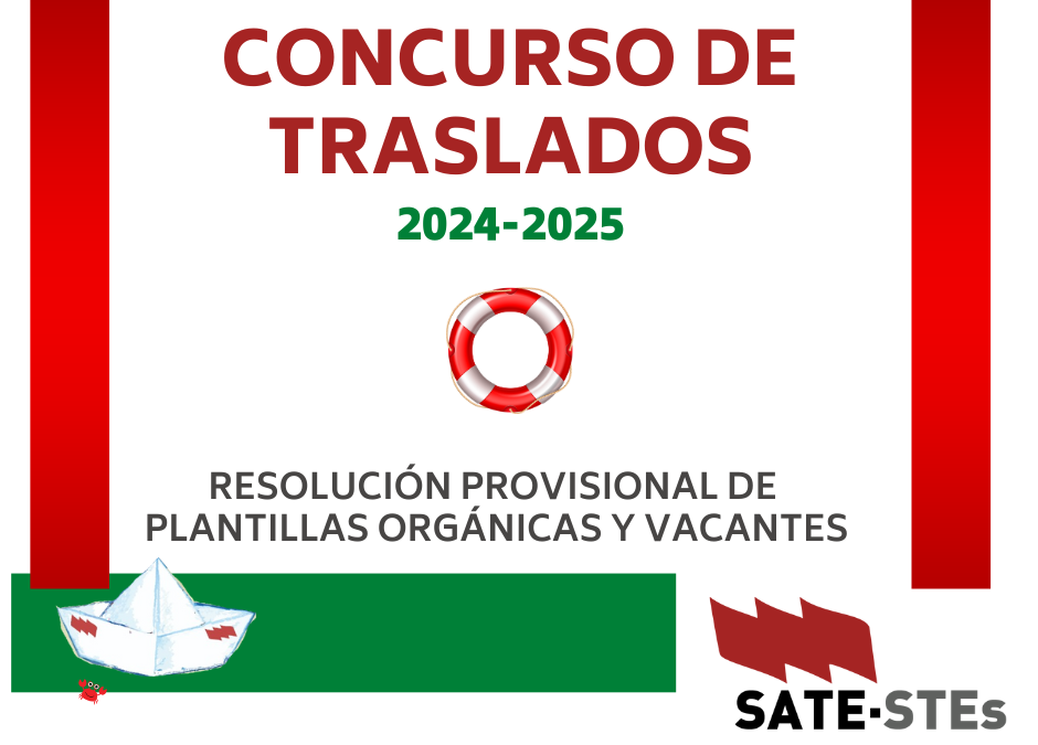 CONCURSO DE TRASLADOS 2024-2025. RESOLUCIÓN PROVISIONAL DE PLANTILLAS ORGÁNICAS Y VACANTES (SECUNDARIA Y AFINES)
