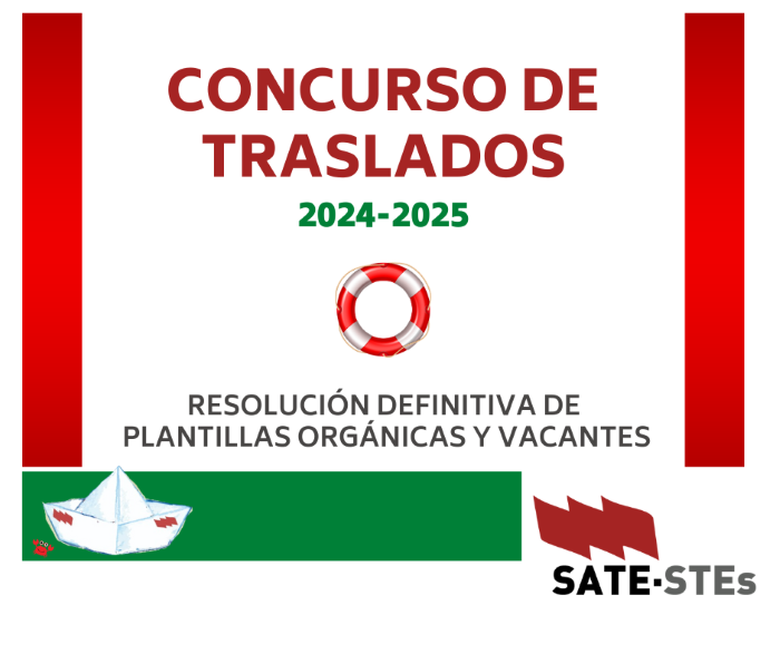 CONCURSO DE TRASLADOS 2024-2025. RELACIÓN DEFINITIVA DE PLANTILLAS ORGÁNICAS Y VACANTES (SECUNDARIA Y AFINES)