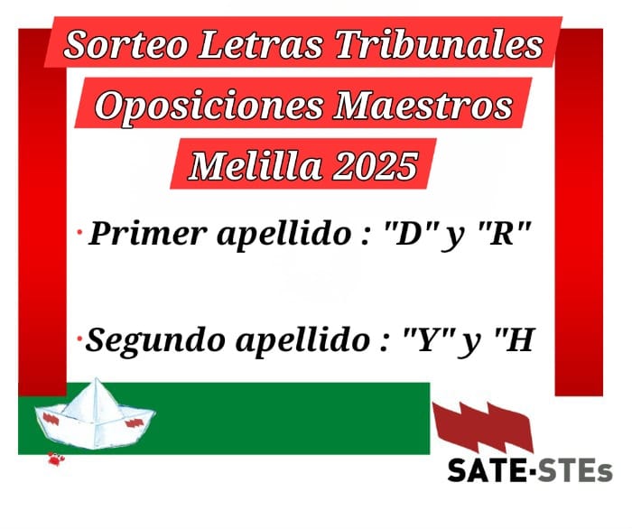 SORTEO DE LETRA PARA LOS TRIBUNALES DE LAS OPOSICIONES AL CUERPO DE MAESTROS EN MELILLA 2025