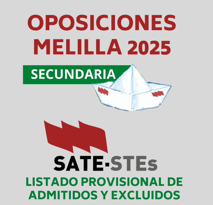 OPOSICIONES MELILLA 2025. CUERPO DE PROFESORES DE ENSEÑANZA SECUNDARIA, EOI Y CONSERVATORIO.LISTADO PROVISIONAL DE ADMITIDOS Y EXCLUIDOS