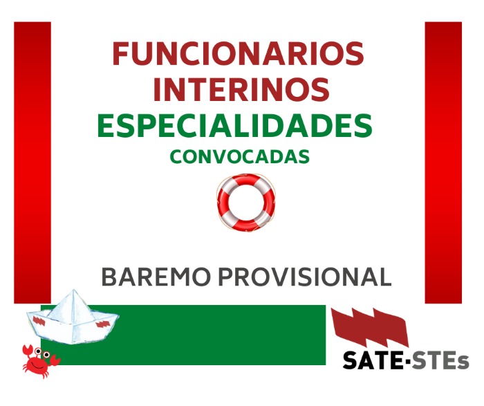 FORMACIÓN DE LISTAS DE INTERINOS CURSO 2025-2026. ESPECIALIDADES CONVOCADAS. BAREMO PROVISIONAL