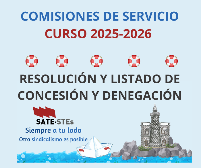 COMISIONES DE SERVICIO 2025-2026. RESOLUCIÓN Y LISTADO DE CONCESIÓN Y DENEGACIÓN. LISTADO PROVISIONAL DE CENTROS ASIGNADOS