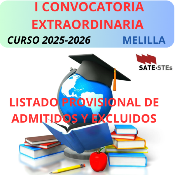 I CONVOCATORIA EXTRAORDINARIA CURSO 2025-2026 MELILLA. LISTADO PROVISIONAL DE ADMITIDOS Y EXCLUIDOS