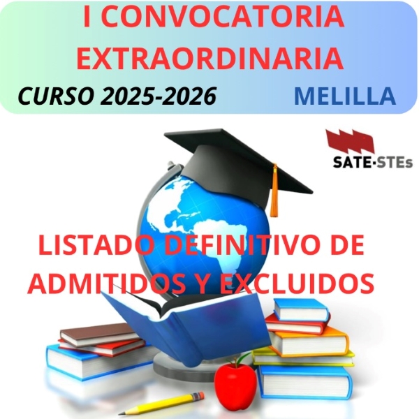 I CONVOCATORIA EXTRAORDINARIA CURSO 2025-2026 MELILLA. LISTADO DEFINITIVO DE ADMITIDOS Y EXCLUIDOS